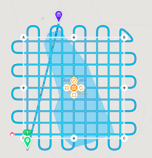 Grid pattern for flying difficult maps or steep terrain